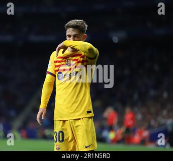 Sabadell, Barcellona, Spagna. 14th maggio, 2023. Barcellona Spagna 14.05.2023 Gavi Paez (FC Barcelona) gesti durante la Liga Santander tra FC Barcelona ed Espanyol allo stadio RCDE il 14 maggio 2023 a Barcellona. (Credit Image: © Xavi Urgeles/ZUMA Press Wire) SOLO PER USO EDITORIALE! Non per USO commerciale! Credit: ZUMA Press, Inc./Alamy Live News Foto Stock
