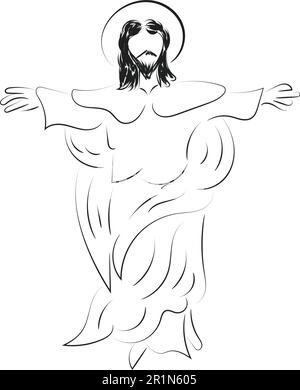 Felice disegno del giorno dell'Ascensione con Gesù Cristo in cielo Illustrazione Vettoriale