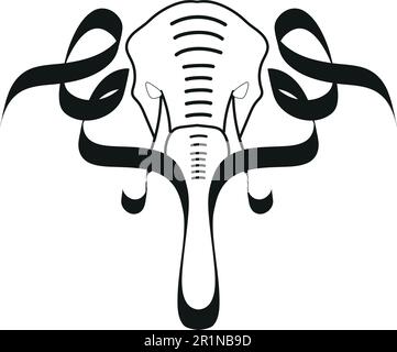 Semplice astratto elefante logo calligrafia tatuaggio disegno vettoriale grafica royalty free adatto per Indian o safari business Illustrazione Vettoriale