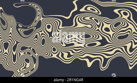 Astratto liquido sfondo ondulato. Illusione ottica del movimento di linee o strisce ondulate. Illustrazione Vettoriale