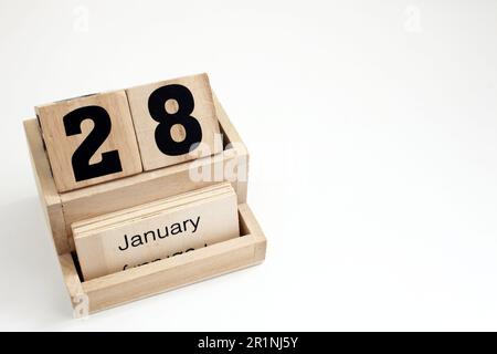 Blocchi di calendario perpetui in legno per gennaio Foto Stock