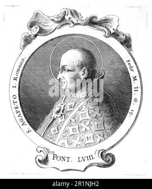 Agapitus i, Agapetus o Agapet, prima del 494 fino al 22 aprile 536, fu Vescovo di Roma e quindi Papa dal 13 maggio 535 fino alla sua morte, riproduzione storica, restaurata digitalmente da un originale del 19th ° secolo / Agapitus I., Agapetus oder Agapet, vor 494 bis 22. Aprile 536, guerra vom 13. Mai 535 bis zu seinem Tode Bischof von Rom und somit Papst, Historisch, digital restaurierte Reproduktion von einer Vorlage aus dem 19. Jahrhundert Foto Stock