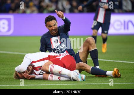 Julien Mattia / le Pictorium - Paris Saint Germain ospiterà l'AC Ajaccio al Parc des Princes, 13 maggio 2023 - 13/05/2023 - Francia / Ile-de-France (regione) / Parigi - Hugo Ekitike durante la partita tra Parigi Saint Germain e l'AC Ajaccio al Parc des Princes, 13 maggio 2023. Foto Stock