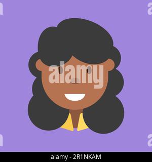 Avatar donna afroamericana, icona profilo di afro femmina. Sorridente personaggio cartone animato di gara mix per la progettazione di icone utente di social network. Illustrazione vettoriale Illustrazione Vettoriale