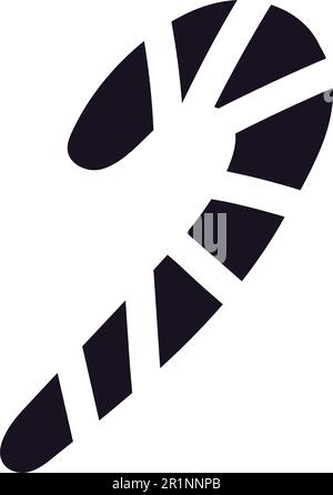 Canna da zucchero con silhouette icona a righe isolata. Caramello alla menta piperita a strisce per Natale o Halloween vacanza trattare. Illustrazione vettoriale Illustrazione Vettoriale