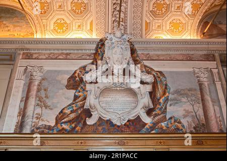 Pittura a soffitto con stemma di Papa Urbano VIII, Europa/, Pontefice massimo, Musei Vaticani, Città del Vaticano, Vaticano, Roma, Lazio, Italia Foto Stock