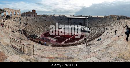 All'interno della famosa antica Arena romana di Verona Foto Stock