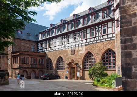 Marburg, Deutsches Haus (Deutschordenshaus o Deutschhaus) fu la residenza originaria dell'Ordine Teutonico a Lahntal, Assia, Germania Foto Stock