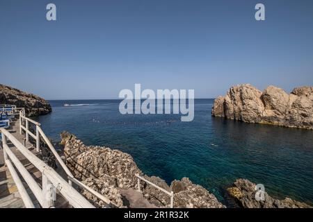 Stabilimento balneare Lido del Faro, Anacapri, Isola di Capri, Golfo di Napoli, Campania, Italia, Europa Foto Stock