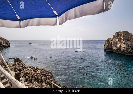 Stabilimento balneare Lido del Faro, Anacapri, Isola di Capri, Golfo di Napoli, Campania, Italia, Europa Foto Stock