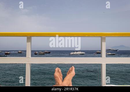 Stabilimento balneare la Canzone del Mare a Capri, Isola di Capri, Golfo di Napoli, Campania, Italia, Europa Foto Stock