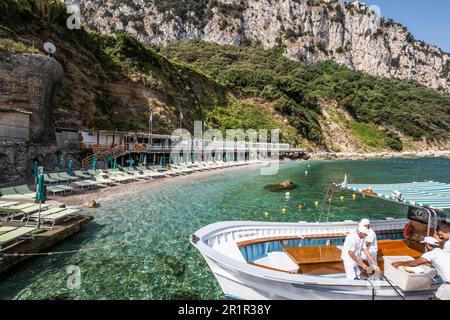 Stabilimento balneare la Canzone del Mare a Capri, Isola di Capri, Golfo di Napoli, Campania, Italia, Europa Foto Stock