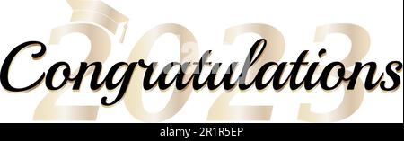 Congratulazioni laureati classe 2023, banner, scheda Illustrazione Vettoriale