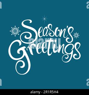 Testo dei saluti della stagione con fiocchi di neve decorativi per tema di Natale e sfondo Illustrazione Vettoriale