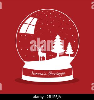 Semplice grafica di un globo di neve per il tema di Natale Illustrazione Vettoriale