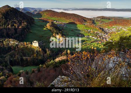 Le famose rovine di Gilgenberg a Zullwil SO, Svizzera Foto Stock