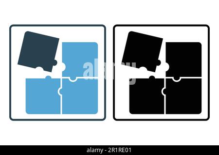 Icona pezzi puzzle. Stile icona a tinta unita. Semplice disegno vettoriale modificabile Illustrazione Vettoriale