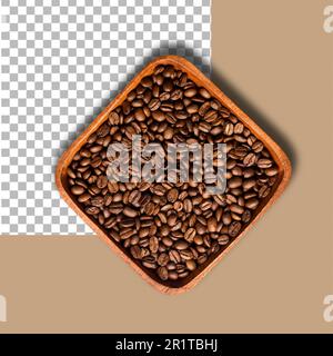 Gruppo di chicchi di caffè tostati con vista piatta. Foto Stock