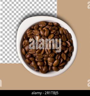 Gruppo di chicchi di caffè tostati con vista piatta. Foto Stock