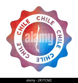 Logo Cile basso in poliestere. Colorato logo da viaggio del paese in stile geometrico. Illustrazione Vettoriale