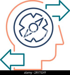 Individuazione dell'icona del vettore a linee sottili della soluzione del problema. Superare le sfide pittogramma lineare isolato Illustrazione Vettoriale