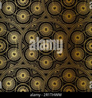 Golden Mandala Boho modello senza cuciture. Vettore Illustrazione Vettoriale