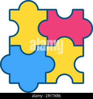 Icona puzzle. Connected Puzzle pezzi elementi colorati Uniti insieme. Tipo psicologico stratega. Creative Business Solution, lavoro di squadra, strategia, Illustrazione Vettoriale