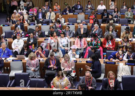 NY, Stati Uniti. 18th Apr, 2023. Nazioni Unite, New York, USA, 18 aprile 2023 - i popoli indigeni e il meccanismo di Esperti sui diritti dei popoli indigeni durante la 22nd sessione del Forum permanente sulle questioni indigene (UNPFII) oggi presso la sede delle Nazioni Unite a New York. Foto: Luiz Rampelotto/EuropaNewswire (Credit Image: © Luiz Rampelotto/ZUMA Press Wire) SOLO PER USO EDITORIALE! Non per USO commerciale! Foto Stock