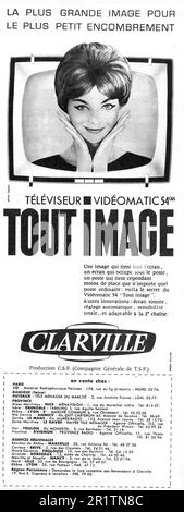 Clarville TV portatile con stampa francese, 1959 Foto Stock