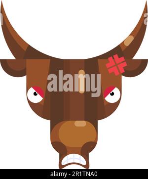 Arrabbiato toro faccia emoji, pazzo fumetto icona vacca isolato segno di emozione. Carino animale testa clip arte, elemento moderno emoticon. Sorridere male faccia irritato isolat Illustrazione Vettoriale