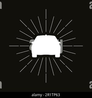 Auto retrò, silhouette berlina. Simbolo dell'industria dei trasporti. Logo del servizio di manutenzione dell'auto Illustrazione Vettoriale