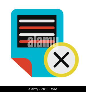 Documento di testo elettronico cancellare simbolo glifo illustrazione vettore. Icona di rimozione del documento online Illustrazione Vettoriale