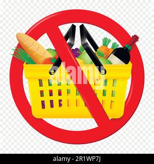 Non comprare cibo rosso vietato segno isolato su sfondo trasparente Illustrazione Vettoriale