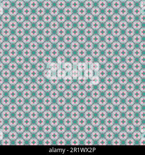 Piccole forme geometriche rotonde con motivi floreali per l'estate primaverile motivo ripetitivo senza cuciture in rosa pastello e fondo astratto turchese acqueo Foto Stock
