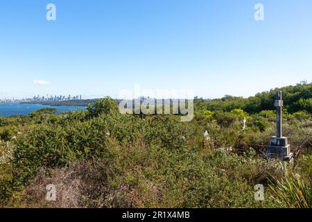 Tombe presso il terzo cimitero di quarantena nella parte nord del porto di Sydney in Australia Foto Stock