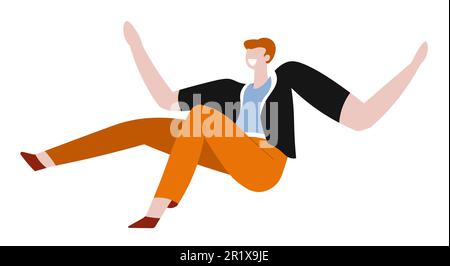 Uomo che salta in aria, felicità o successo, carattere isolato Illustrazione Vettoriale