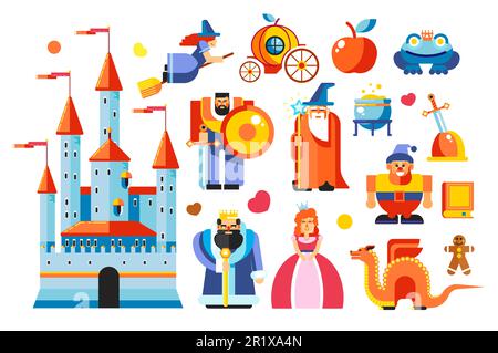 Personaggi da fiaba, re e regina del regno magico Illustrazione Vettoriale