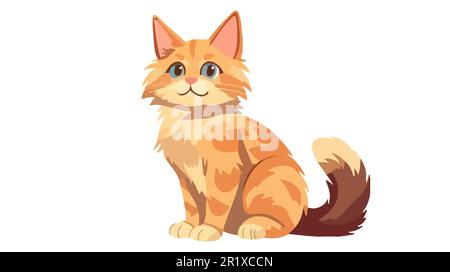 Carino vettore arancione gatto isolato su sfondo bianco. Illustrazione Vettoriale