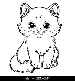 Cute Kitten colorazione pagine per i bambini Illustrazione Vettoriale