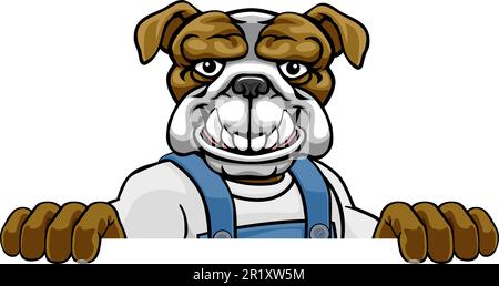 Bulldog Mascot idraulico meccanico operatore di Handycam Illustrazione Vettoriale