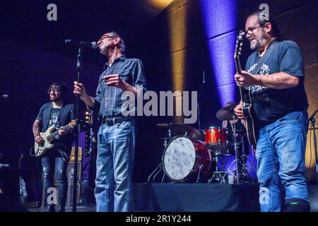 Olivier Mas, Christian Surville, jamming con Red Beans & Pepper Sauce in concerto agli inviti Festival. Nissan-lez-Enserune. Occitania, Francia Foto Stock