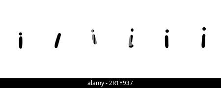 Simbolo della lettera dell'alfabeto latino i inglese nero. Illustrazione vettoriale in stile fumetto disegnata a mano isolato su sfondo bianco. Per gli studenti Illustrazione Vettoriale