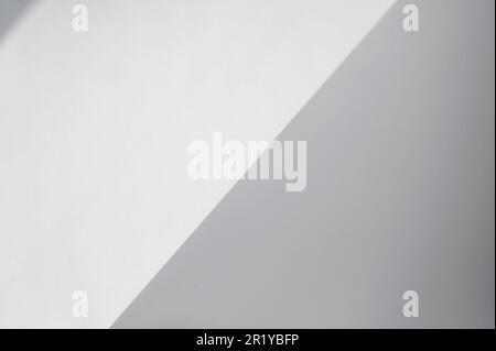 Astratta due linee bianche e grigie sulla superficie della carta, ombre naturali dalla luce del sole una texture o sfondo Foto Stock