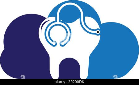 Stetoscopio dentale logo, Dental Clinic Logo tooth abstract desig Illustrazione Vettoriale
