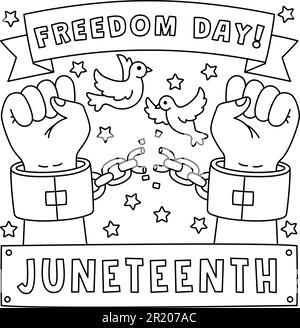 Catene rotte con Freedom Day Coloring Page Illustrazione Vettoriale