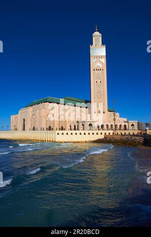 Casablanca, Moschea di Hassan II, Nord Africa, Maghreb, Costa atlantica, Marocco Foto Stock