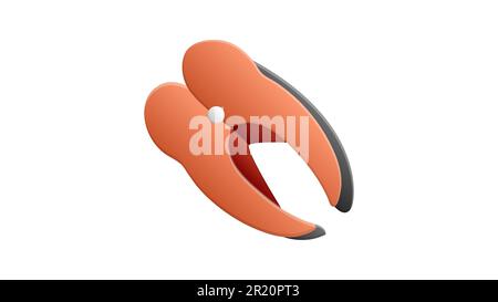 Bistecca di salmone in stile piatto, rametti di rosmarino, grani di pepe nero. Prodotto biologico di pesce ecologico. Bistecca di salmone con caratteri. Elementi per disegni culinari. Vettore Illustrazione Vettoriale