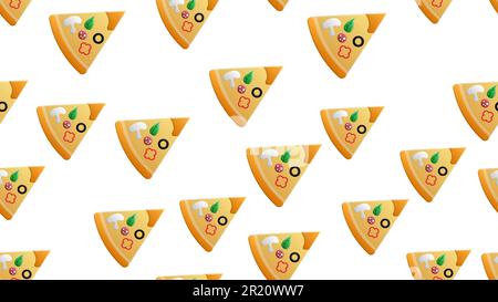 Fettine di pizza senza cuciture con pasta di salsiccia. Italiano. Illustrazione Vettoriale