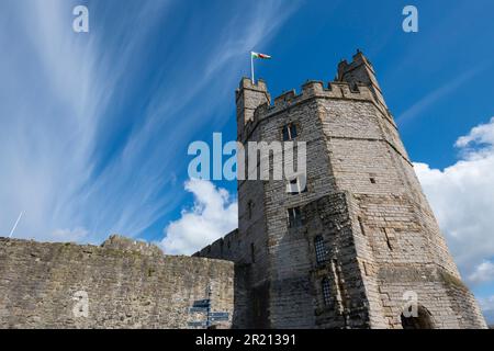 The Eagle Tower, Caernarfon Castle, Gwynedd, Galles del Nord Foto Stock