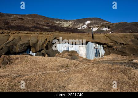 Laugarvatnshellar, Islanda, casa nella roccia Foto Stock